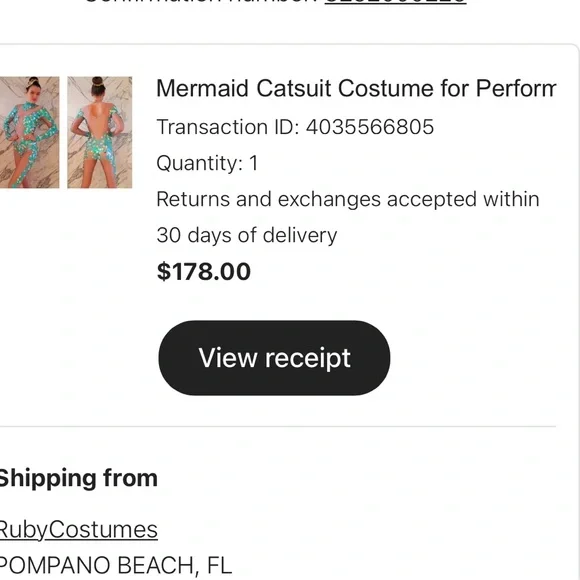 NWOT Mermaid Catsuit Bodysuit Unitard Aerial Circus Costume - Picture 16 of 16